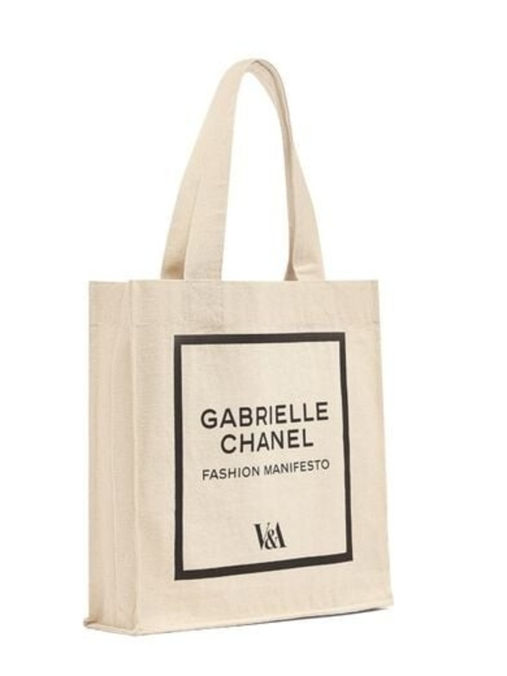 CHANEL V&A Ivory Canvas Tote with Bold Black Typography